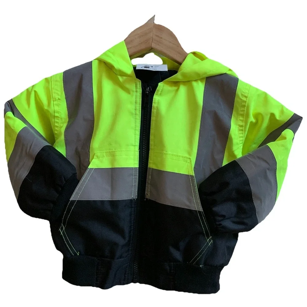 Kids  Hoodie Hi-Visibility Zip-Up Safety Jacket Size 2Y-3Y Boys Or Girls